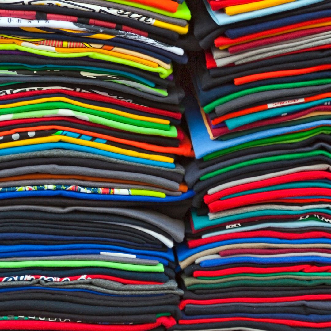 two stacks of shirts