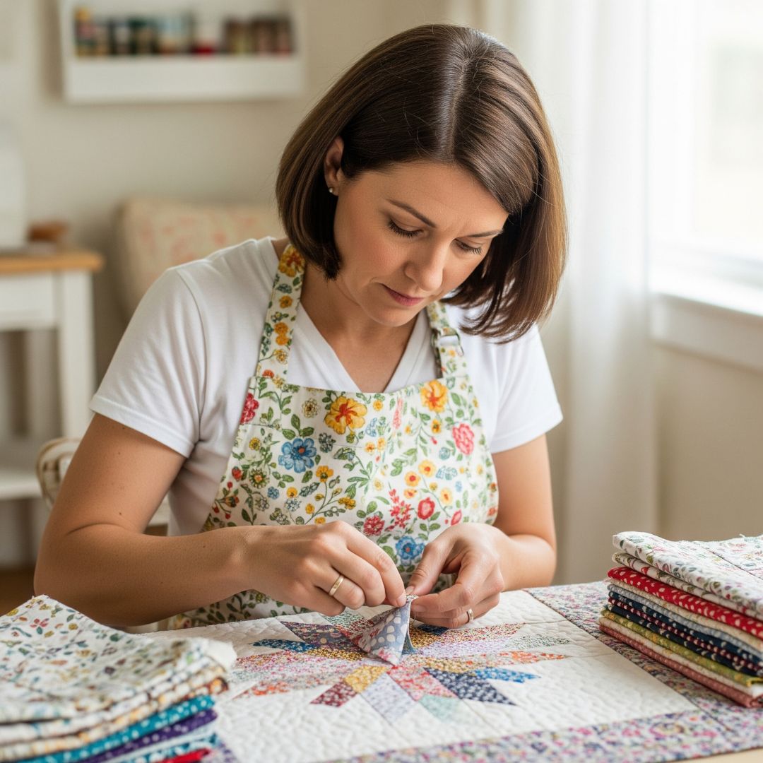 quilter working on blanket